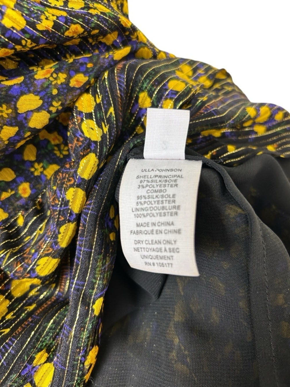 Ulla Johnson Black Yellow Floral Ruffle Boho Mini Dress XS 2 - Picture 10 of 10